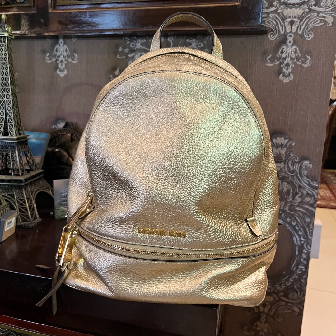 Michael kors backpack gold on sale