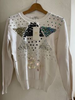 Nana De Reve La White Sequin Knitted pullover