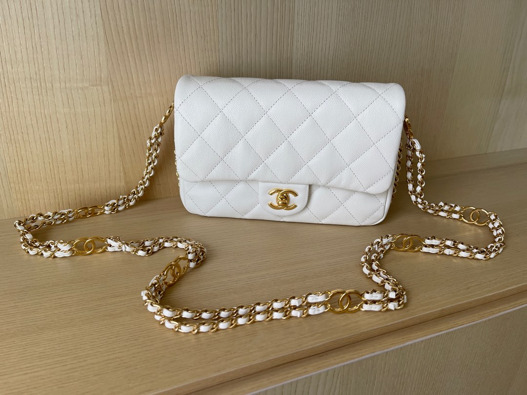 White and gold chanel bag hotsell