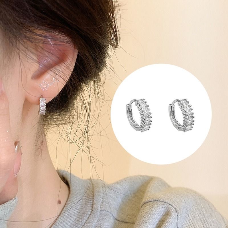 New Silver Zirconia Hoop Earrings for Women Small Helix Hoop
