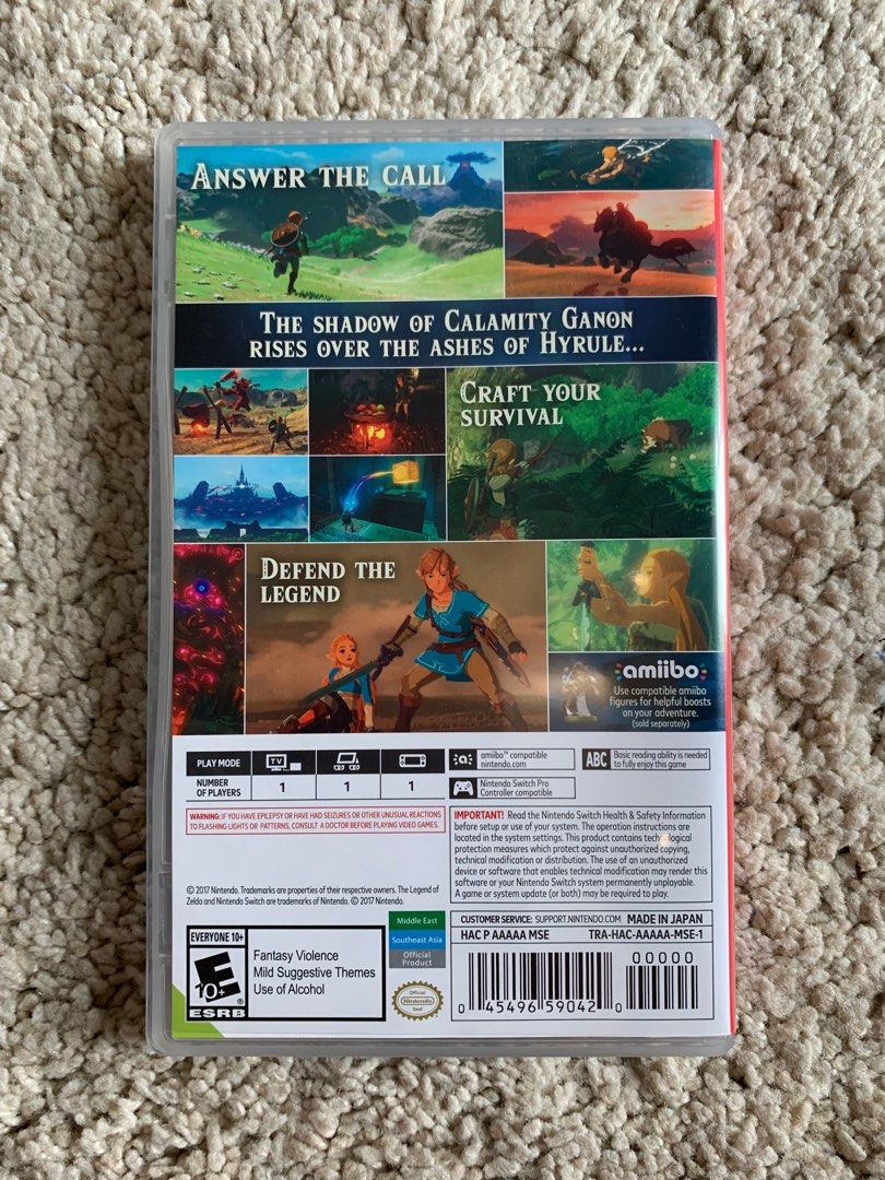 Nintendo Switch Game Zelda Breath of the Wild (BOTW), Video Gaming, Video Games, Nintendo on