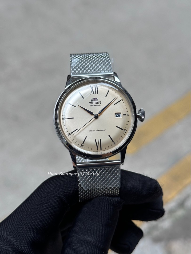 Orient Bambino Cream Dial Mesh Bracelet Men's Automatic Watch RA