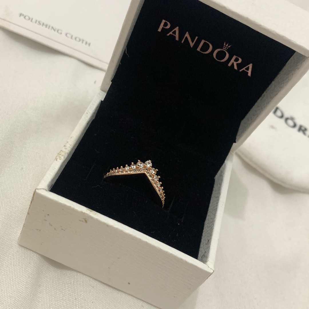 pandora tiara wishbone ring (rose gold) !, Women's Fashion, Jewelry