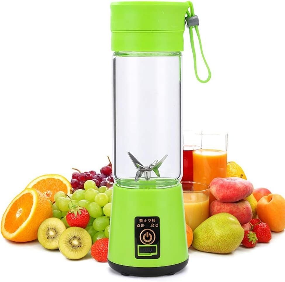 Portable Blender,Portable Juicer Cup Electric Fruit Mixer/USB Juice,  blender, Six Blades In 3D For Superb Mixing, 380mL - (Blue)