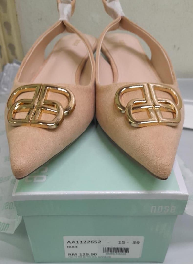 NOSE POINTY TOE KITTEN HEEL SLINGBACK, Women's Fashion, Footwear, Heels ...