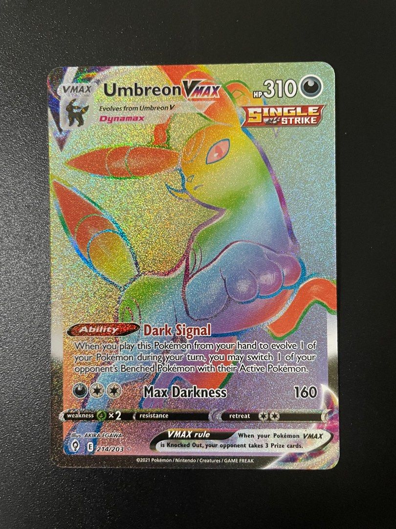 Pokemon TCG Umbreon VMAX - 214/203 - Hyper Rare Sword & Shield: Evolving  Skies Pokemon card, Hobbies & Toys, Toys & Games on Carousell