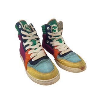 PRELOVED SEPATU GUCCI  CODA SATIN MULTICOLOR TRAINERS HIGH SNEAKERS SHOES AUTHENTIC SIZE 36