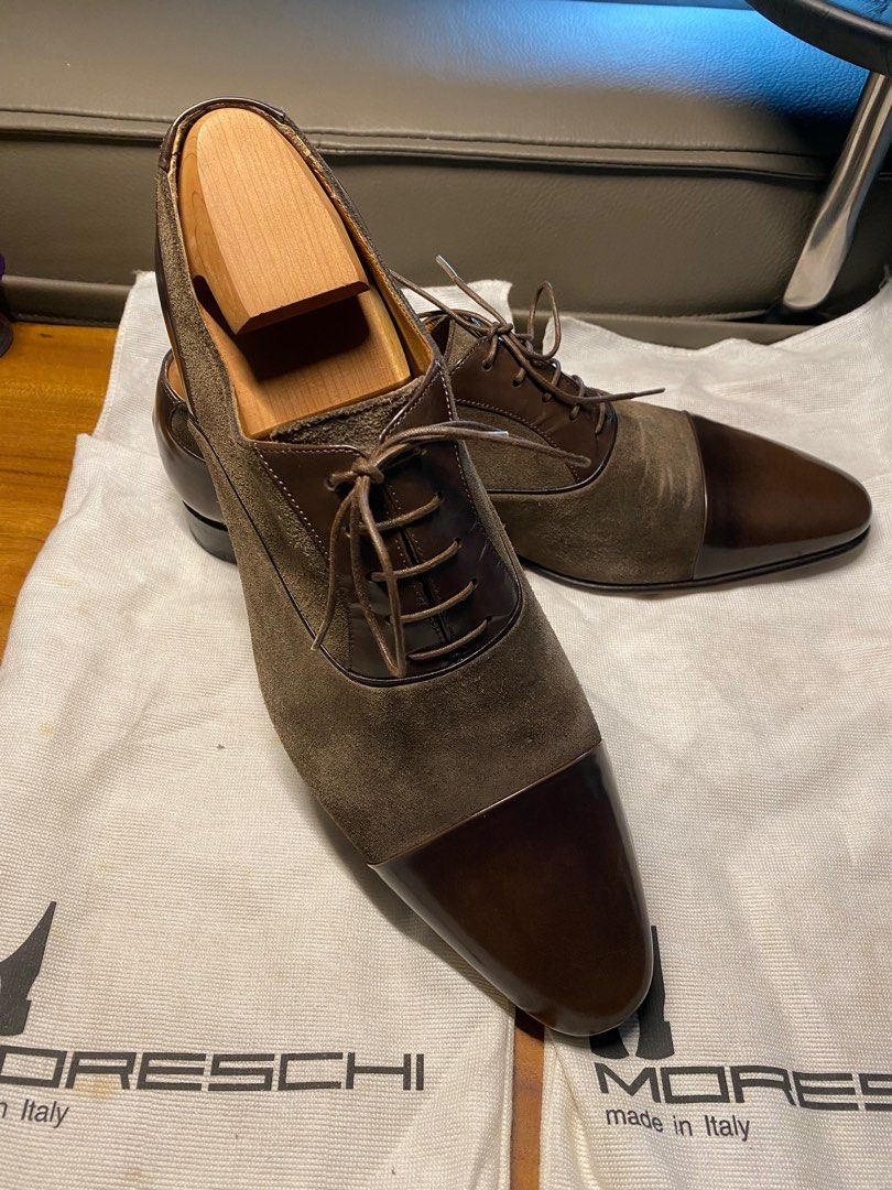 Pre-owned Moreschi men's calf leather / suede lace-up shoes, made in Italy  - Price firm, Luxury, Sneakers & Footwear on Carousell