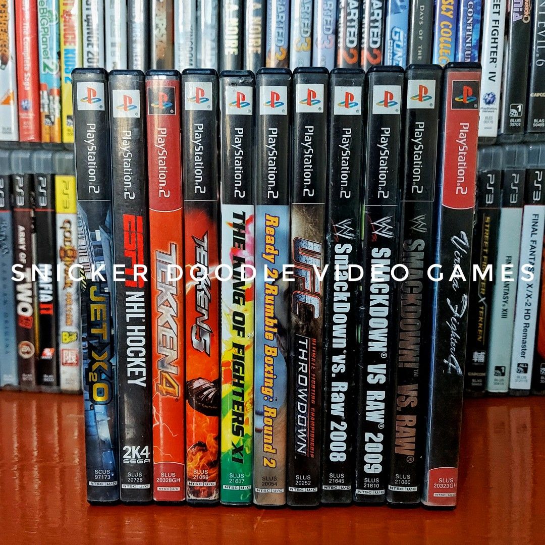 PS2 PRE OWNED GAMES: Tekken•Virtua Fighters•Smackdown (Category: PlayStation) located in Manila. Submitted by watchesvideogamestoys (Listing ID 1211825711, Image 1). Description: FOR SALE PS2 GAMES PRE OWNED Virtua Fighter 4 NO MANUAL - PhP800 Smackdown Vs. Raw NO MANUAL - PhP500 Smackdown Vs. Raw 2009 WITH MANUAL - PhP700 Smackdown Vs. Raw 2008 WITH MANUAL - PhP700 UFC Throwdown WITH MANUAL - PhP850 Ready 2 Rumble Boxing: Round 2 WITH MANUAL - P