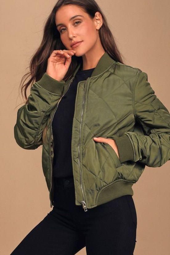 Pull Bear Green Bomber Jacket Women s Fashion Coats Jackets