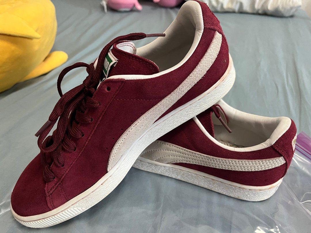 Puma maroon suede shoes clearance