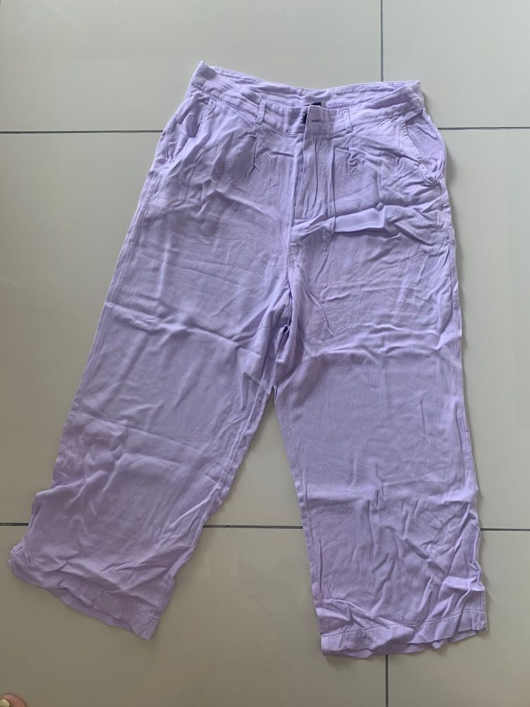Purple ankle length palazzo, Women's Fashion, Bottoms, Other Bottoms on Carousell