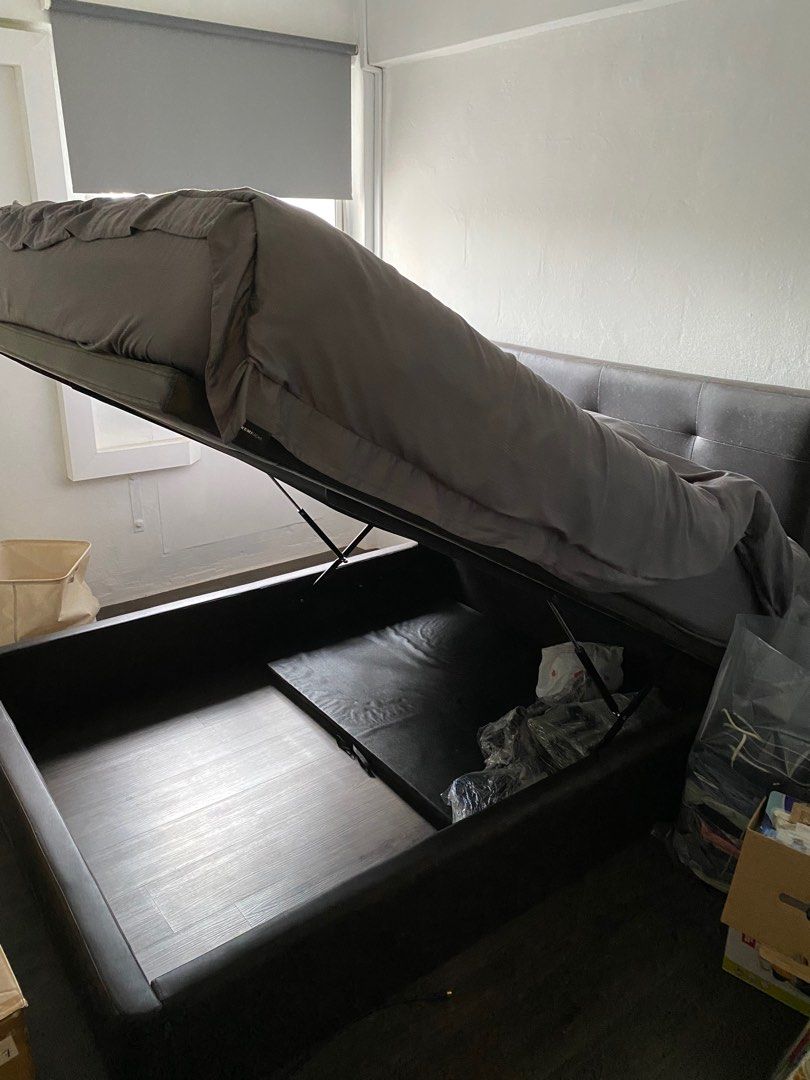 Queen storage bed frame, Furniture & Home Living, Furniture, Bed Frames & Mattresses on Carousell