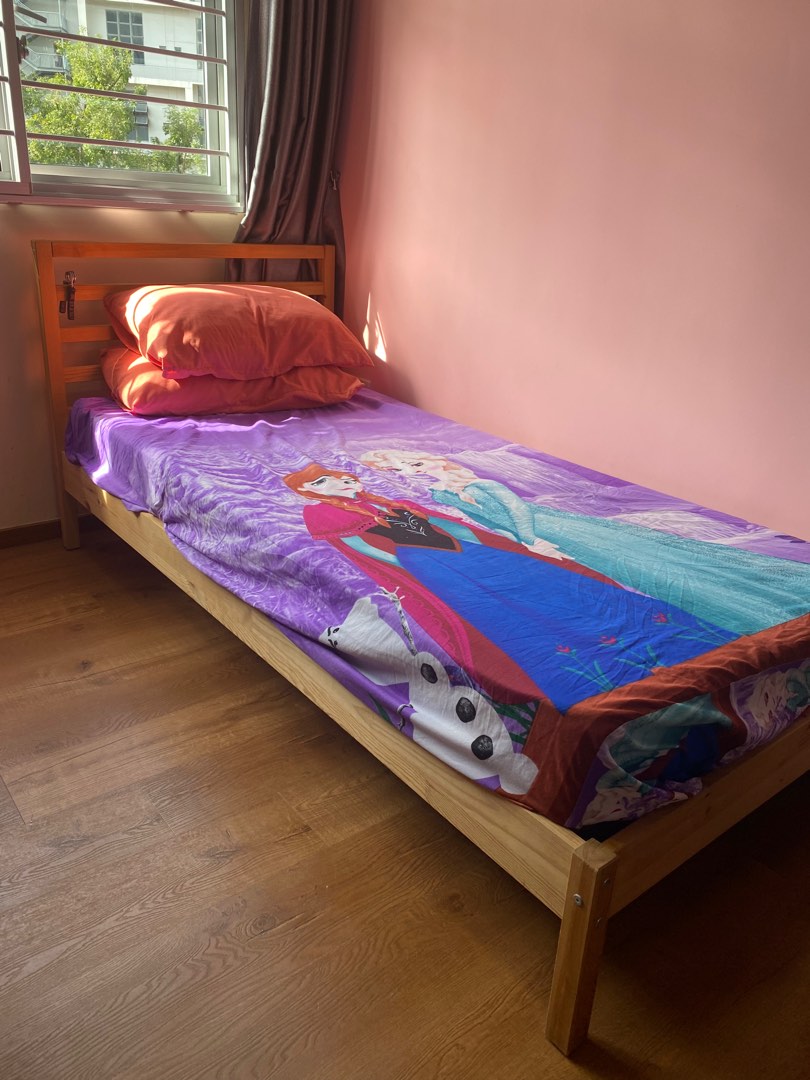 Single bed frame with mattress, Furniture & Home Living, Furniture, Bed