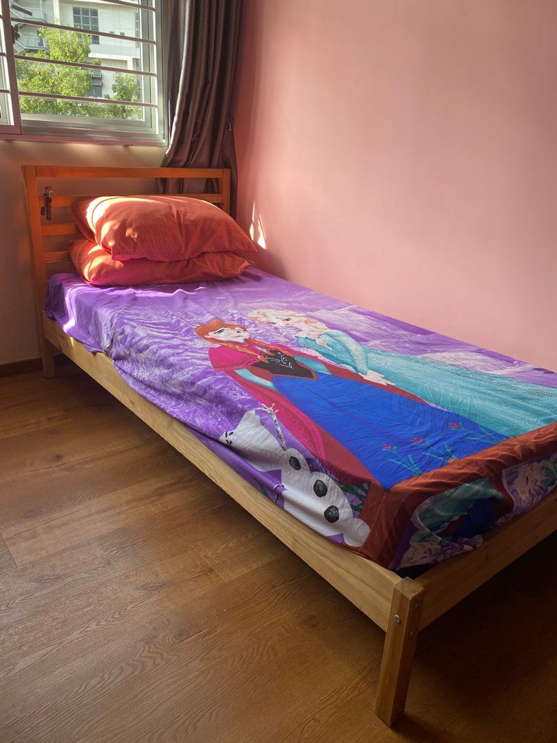 Single bed frame with mattress, Furniture & Home Living, Furniture, Bed
