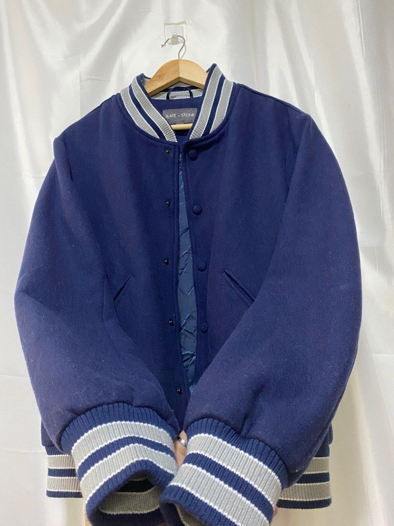 Slate and stone varsity jacket sales
