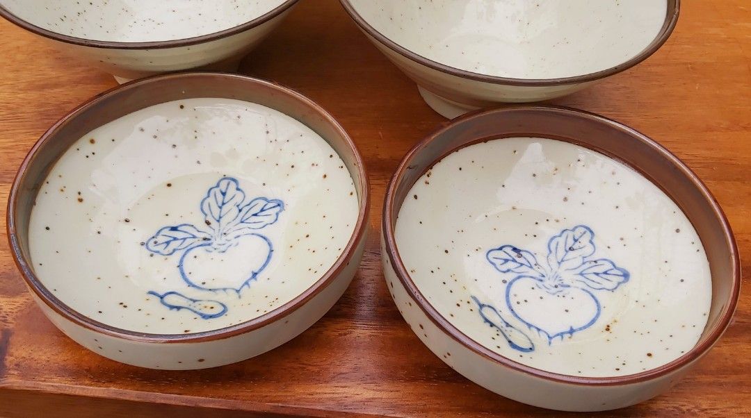 Stoneware Bowl Set (Category: Other Kitchenware & Tableware) located in San Pedro. Submitted by PrettyBakersCollection (Listing ID 1211857666, Image 2). Description: Stoneware Set-Mix & Match • 3 pcs. Ramen bowl 7" x 3" • 2 pcs. Rice bowl 6" x 2.5" • 2 pcs. Soup Bowl(with beetroot print design) 5" x 1.5" Php 378.00 for 7 pieces na po 👌 Meet-up: McDonald's San Pedro, Laguna-Ice Plant.