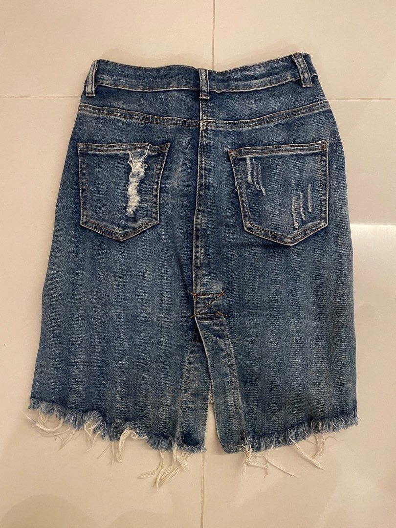 Supre Ripped Denim Skirt Women s Fashion Bottoms Skirts on