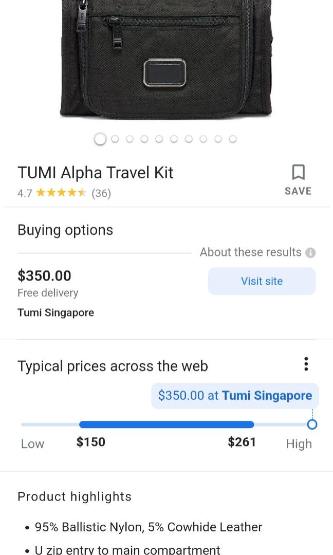TUMI ALPHA 3 TRAVEL KIT BAG, Hobbies & Toys, Travel, Travel Essentials