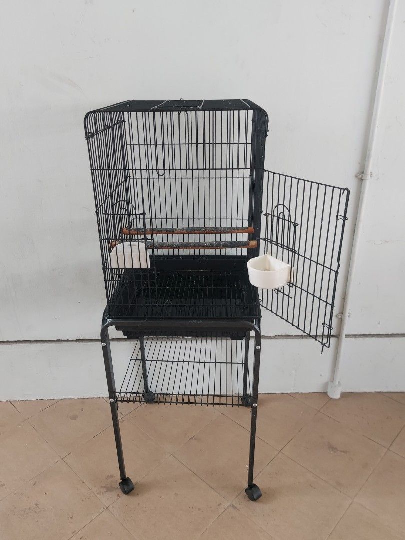Used bird cage with stand, Pet Supplies, Homes & Other Pet Accessories on Carousell