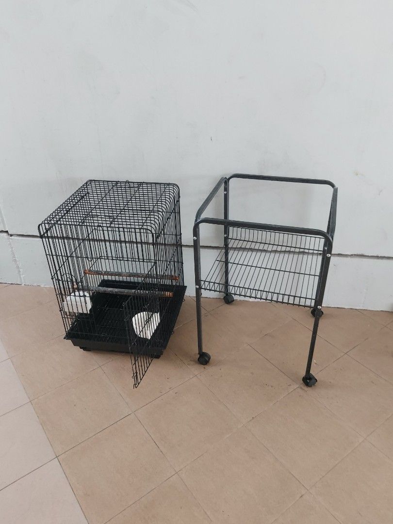 Used bird cage with stand, Pet Supplies, Homes & Other Pet Accessories on Carousell