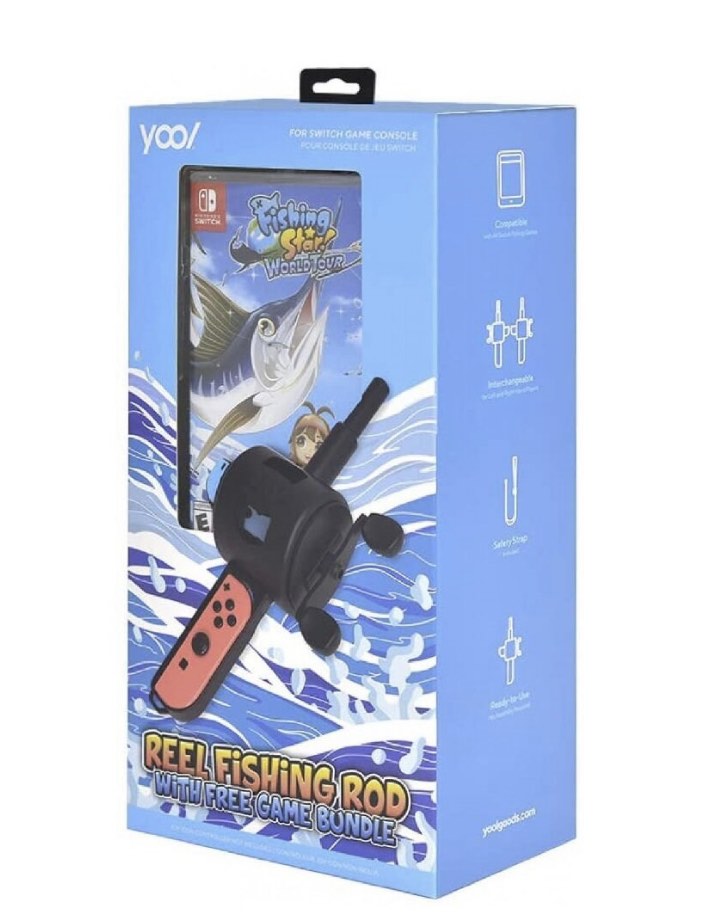 USED Fishing Star World Tour w/ Reel Fishing Rod Nintendo Switch