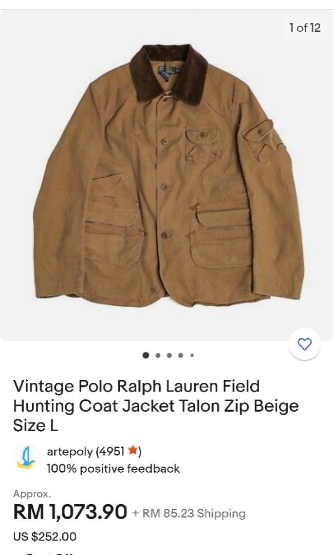 Vtg Polo Ralph Lauren Hunting Field Jacket Men s Fashion Coats