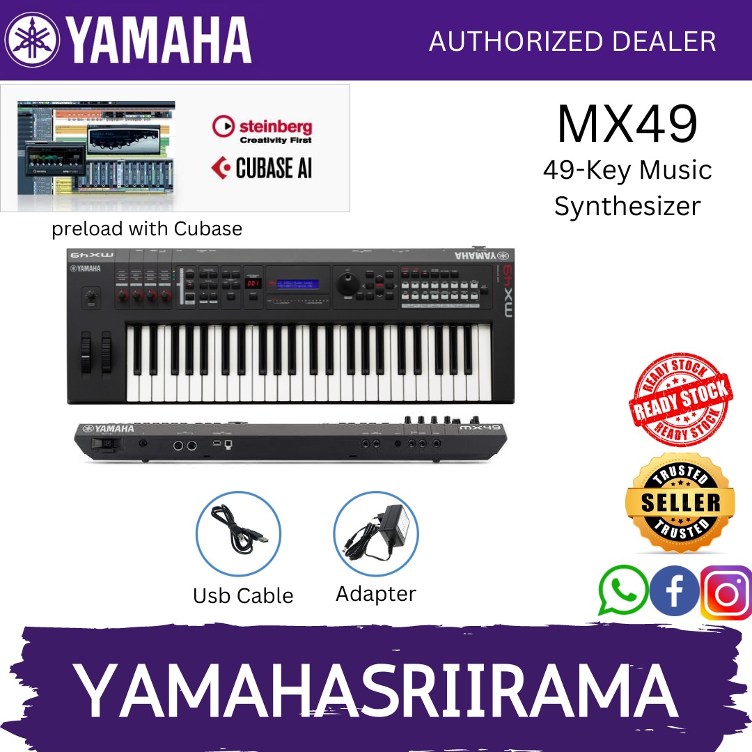 Yamaha MX 49 49 Key Music Synthesizer with MIDI Cable Black MX49 MX 49