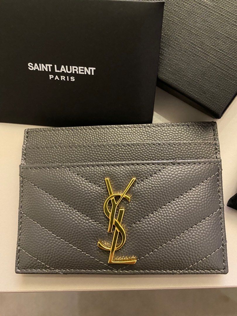 Ysl card holder grey store