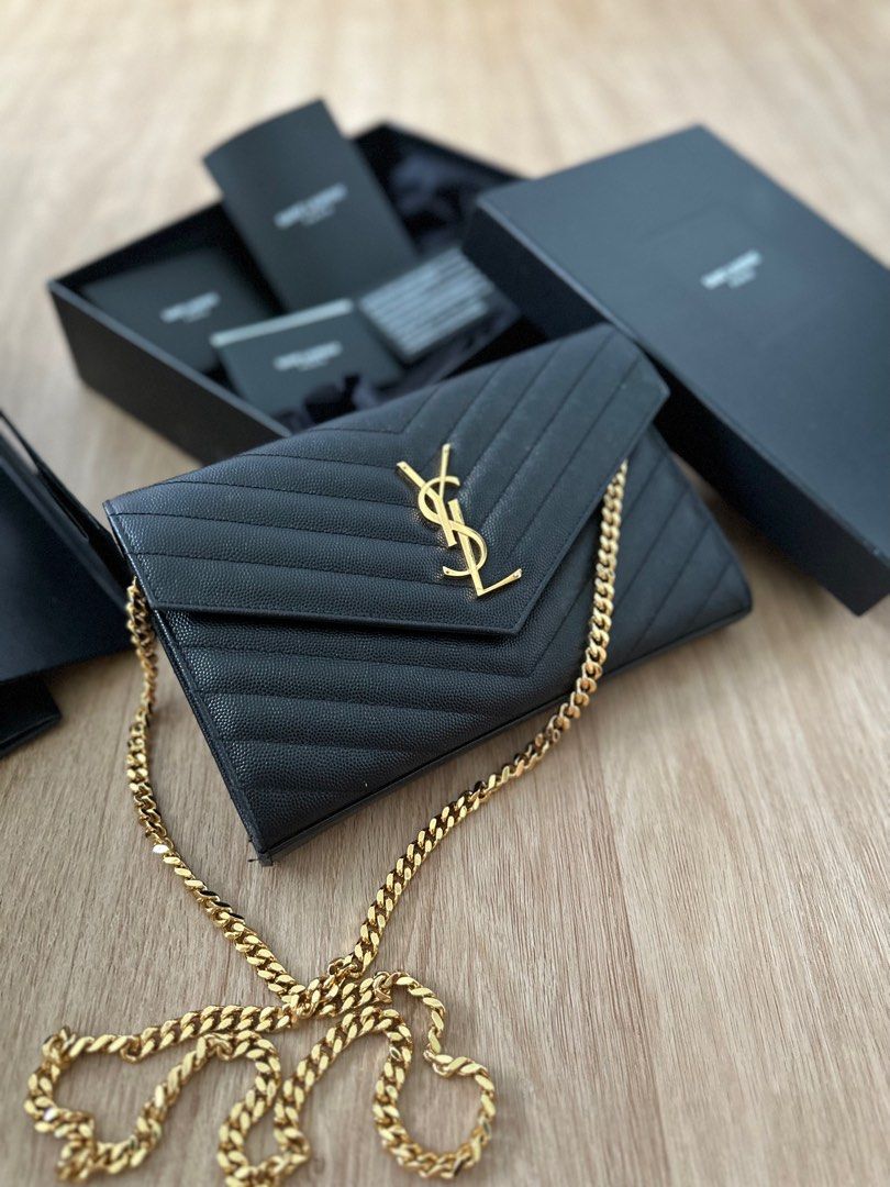 Ysl wallet discount on chain gold