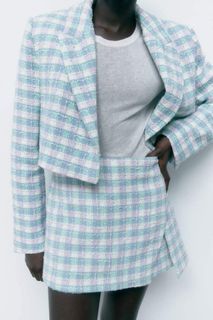 ZARA BNWT TEXTURED CROPPED BLAZER & SKORT