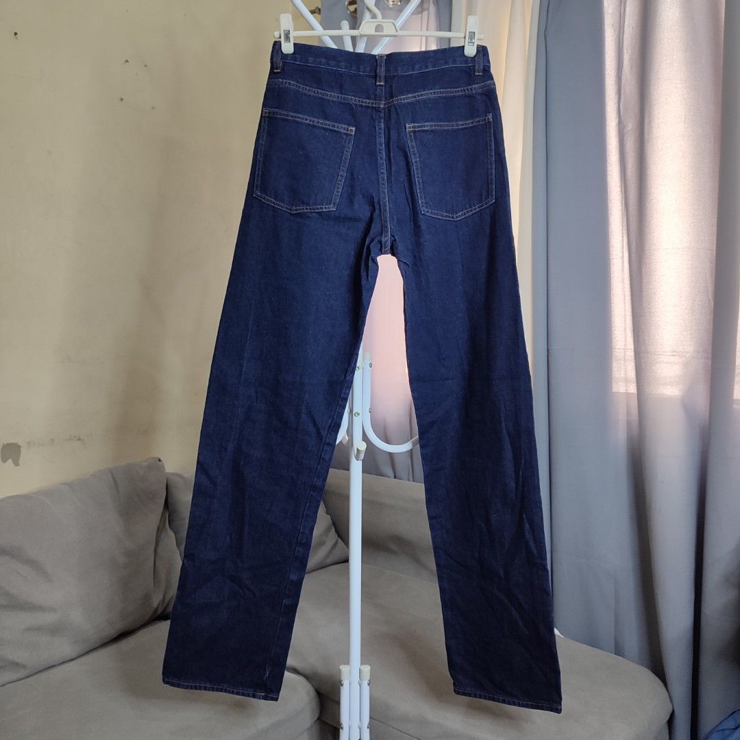 28 Inches COS High Waisted Straight Cut Relaxed Fit Dark Washed Denim ...