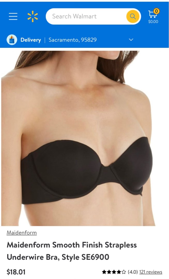 36B/38A Maidenform Strapless Bra (Black), Women's Fashion