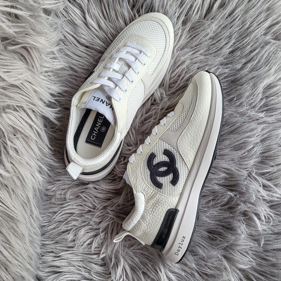BNIB Authentic Chanel White Leather Sneakers with CC Logo Size 36.5  #fashion #clothing #shoes #access…