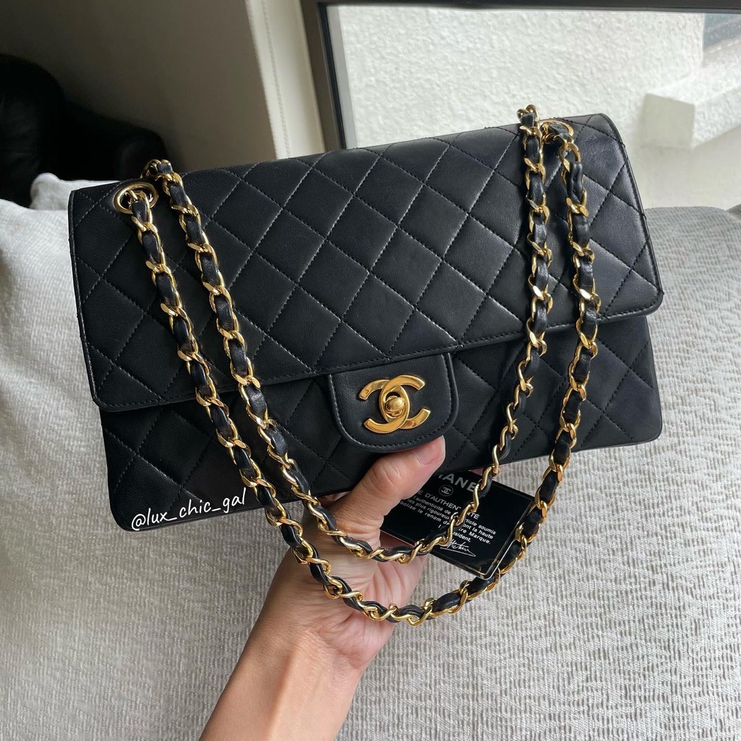 AUTHENTIC CHANEL Classic Flap Bag 24k Gold Hardware with