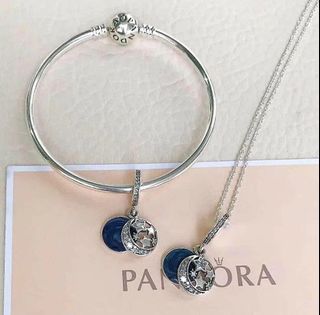 ⭐BIG SALE PANDORA AUTH BANGLE with STAR AND MOON CHARM-2999/ NECKLACE SET-1700