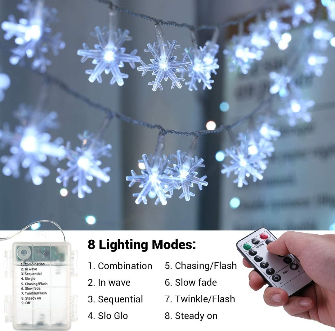 BrizLabs Snowflake Lights, 40 LED 16.08ft Christmas Lights with Remote,  Twinkle Snowflake String Lig…See more BrizLabs Snowflake Lights, 40 LED