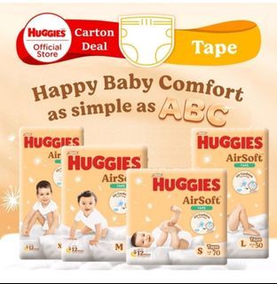 [Carton Deal- Free Courier] Huggies Gold Airsoft Tape Diapers/ Pants (3-4 packs/ carton)
