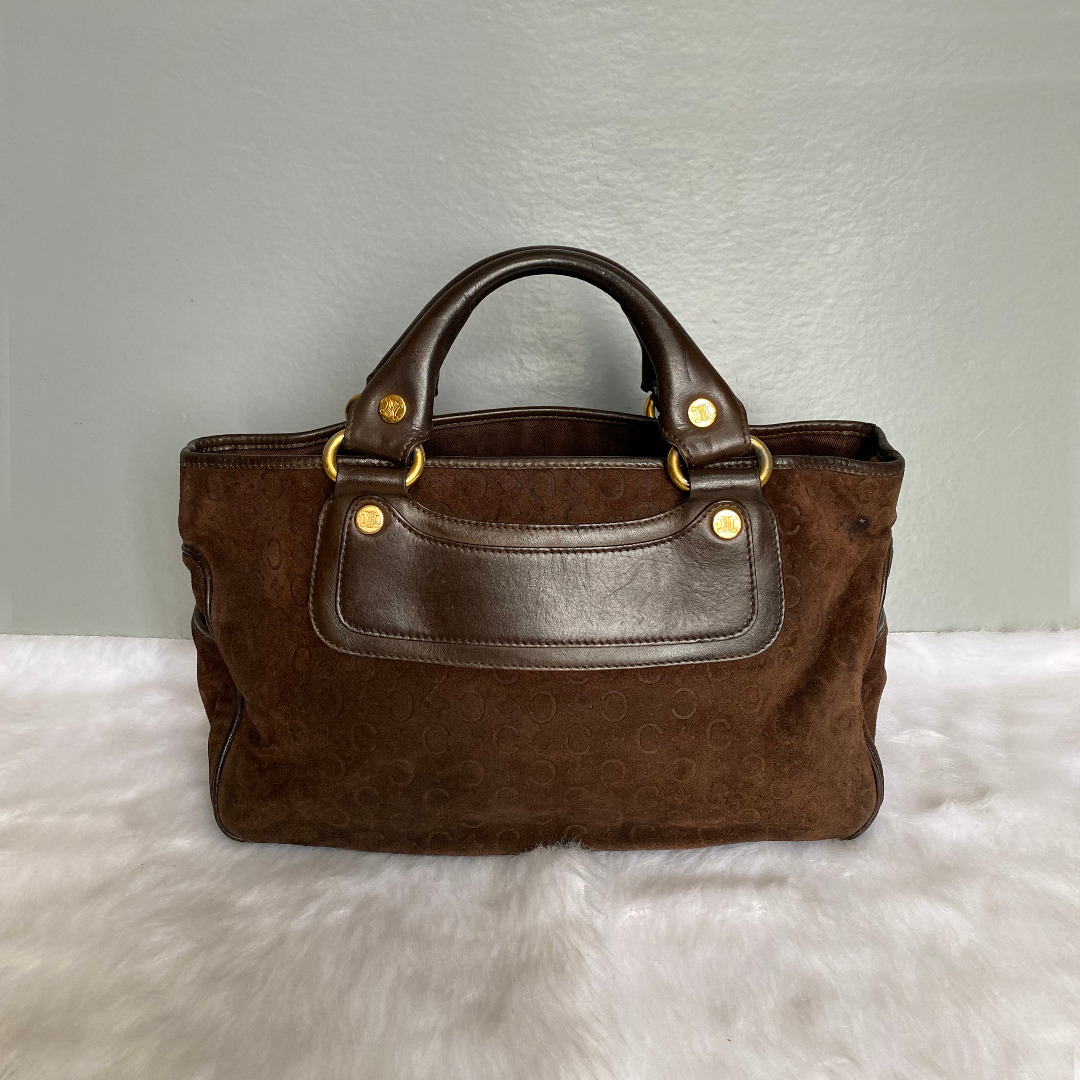 CELINE denim Macadam Tote Bag Navy brown main image 0
