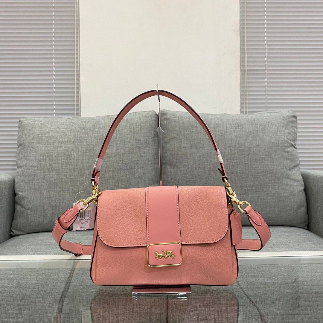 Coach CC068 Leather grace shoulder bag candy pink, Barang Mewah