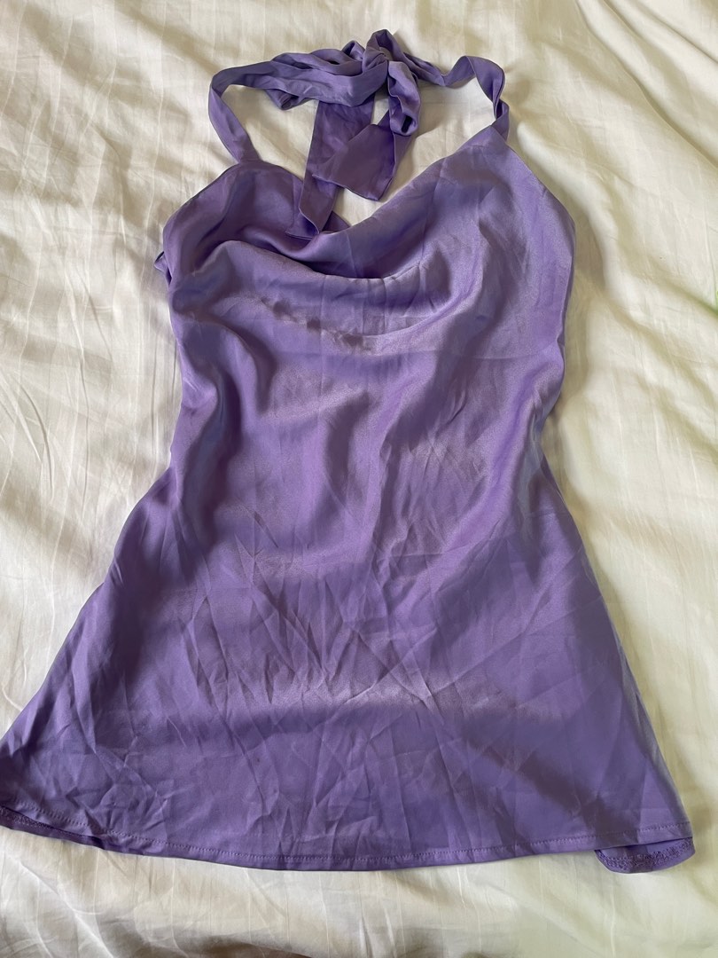 Satin Cowl Neck Top and Skirt Set main image 1