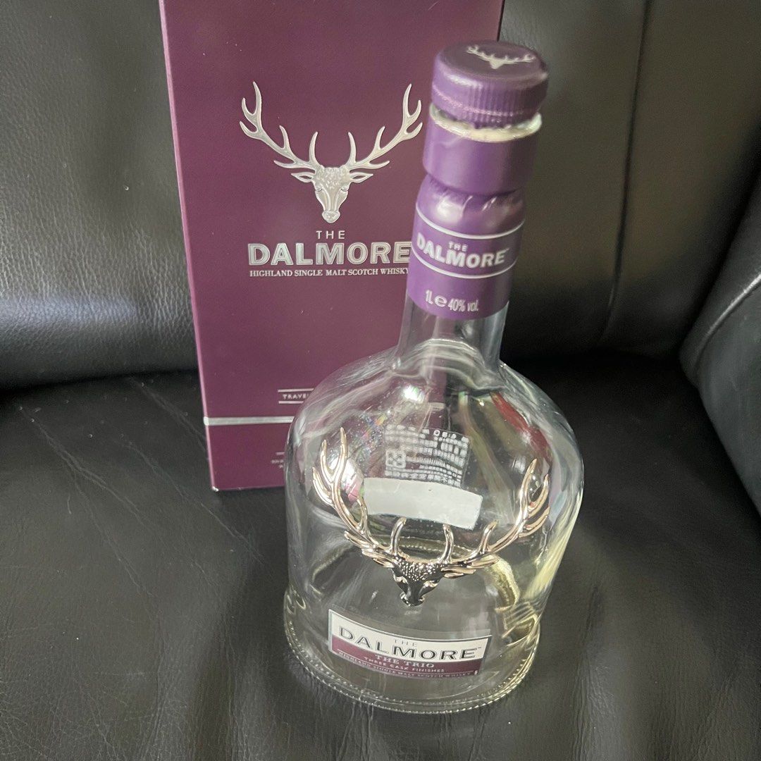 蘇格蘭Dalmore 大摩三重奏 威士忌空酒瓶/多用途玻璃空瓶/空洋酒瓶/裝飾/容器/花瓶/收藏/燈飾（1000ml)