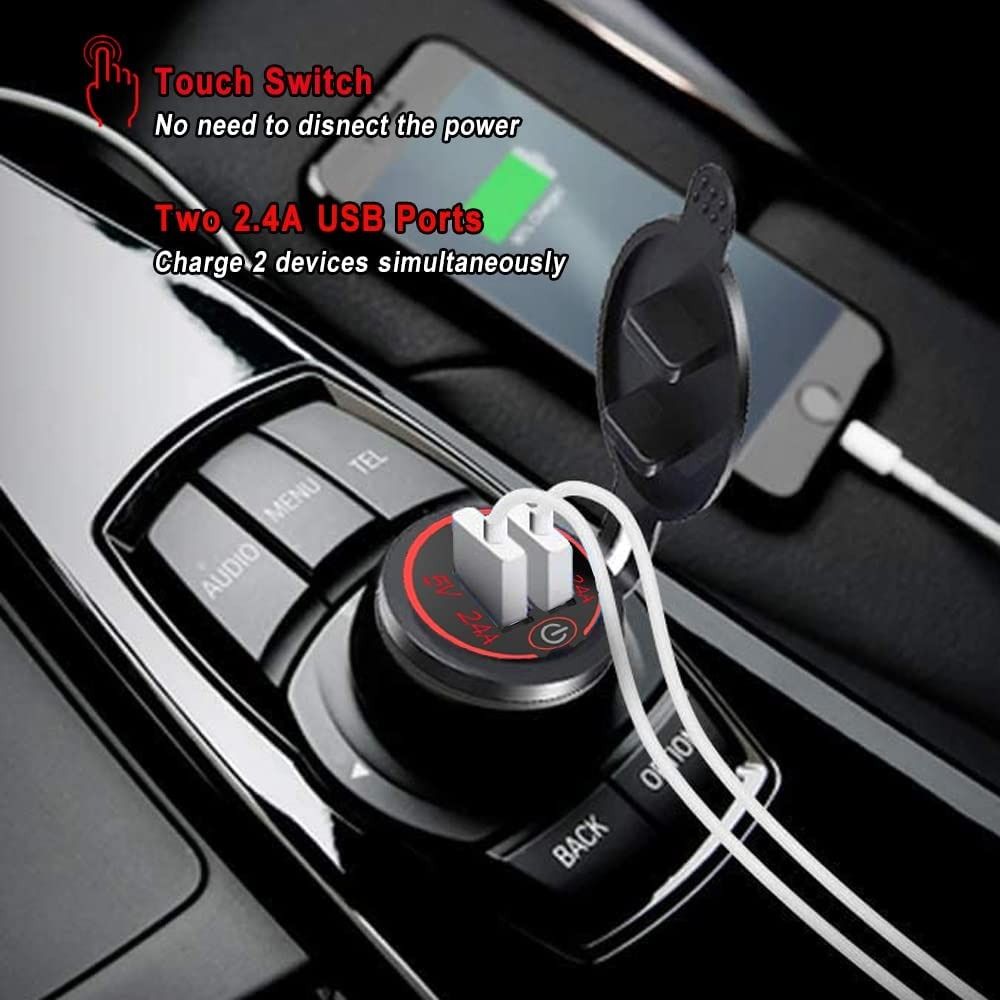 Dual 4.8A USB Car Charger Socket Waterproof Power Car Power