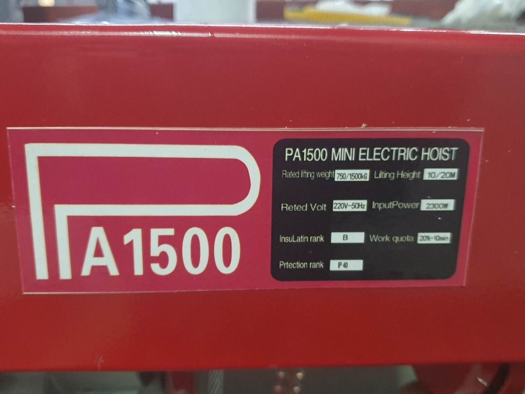 Electric Hoist PA1500, Commercial & Industrial, Construction Tools ...