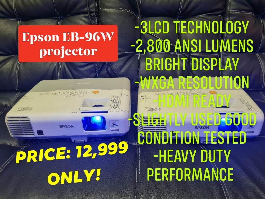Epson EB-96w projector 3LCD WXGA bright display, TV & Home Appliances ...