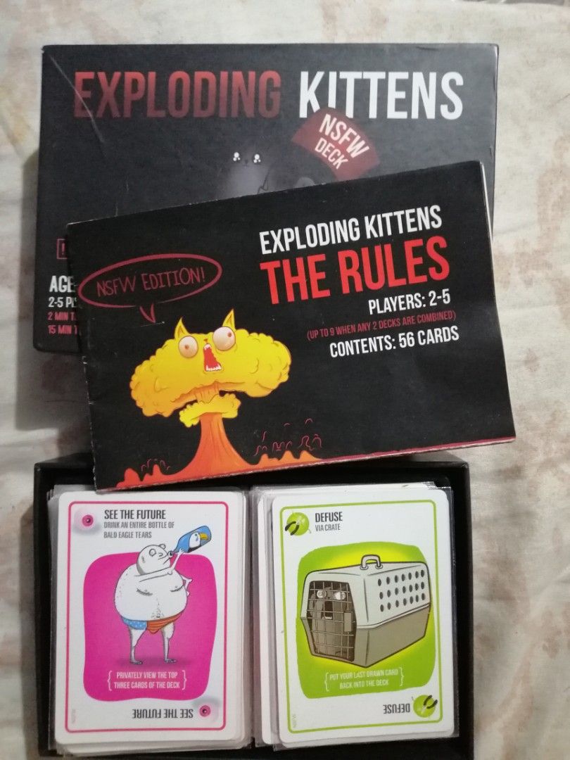 Exploding Kittens NSFW Deck with card sleeves, Hobbies & Toys, Toys