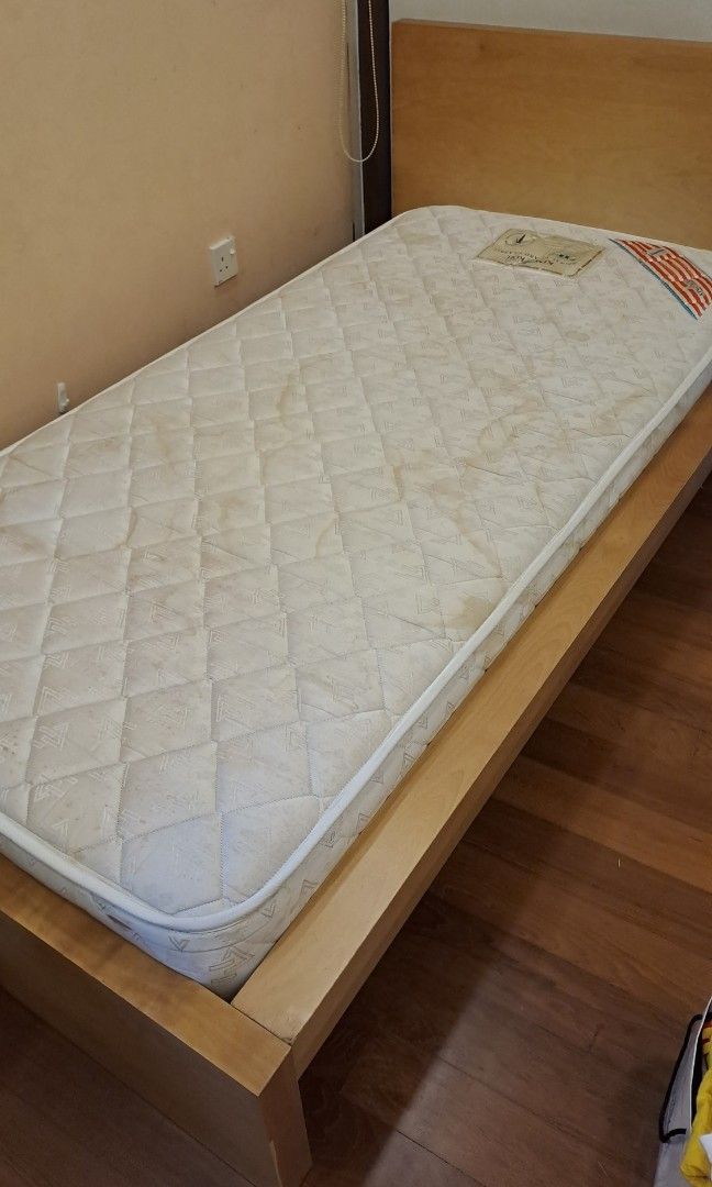 FREE single bed frame and mattress, Furniture & Home Living, Furniture