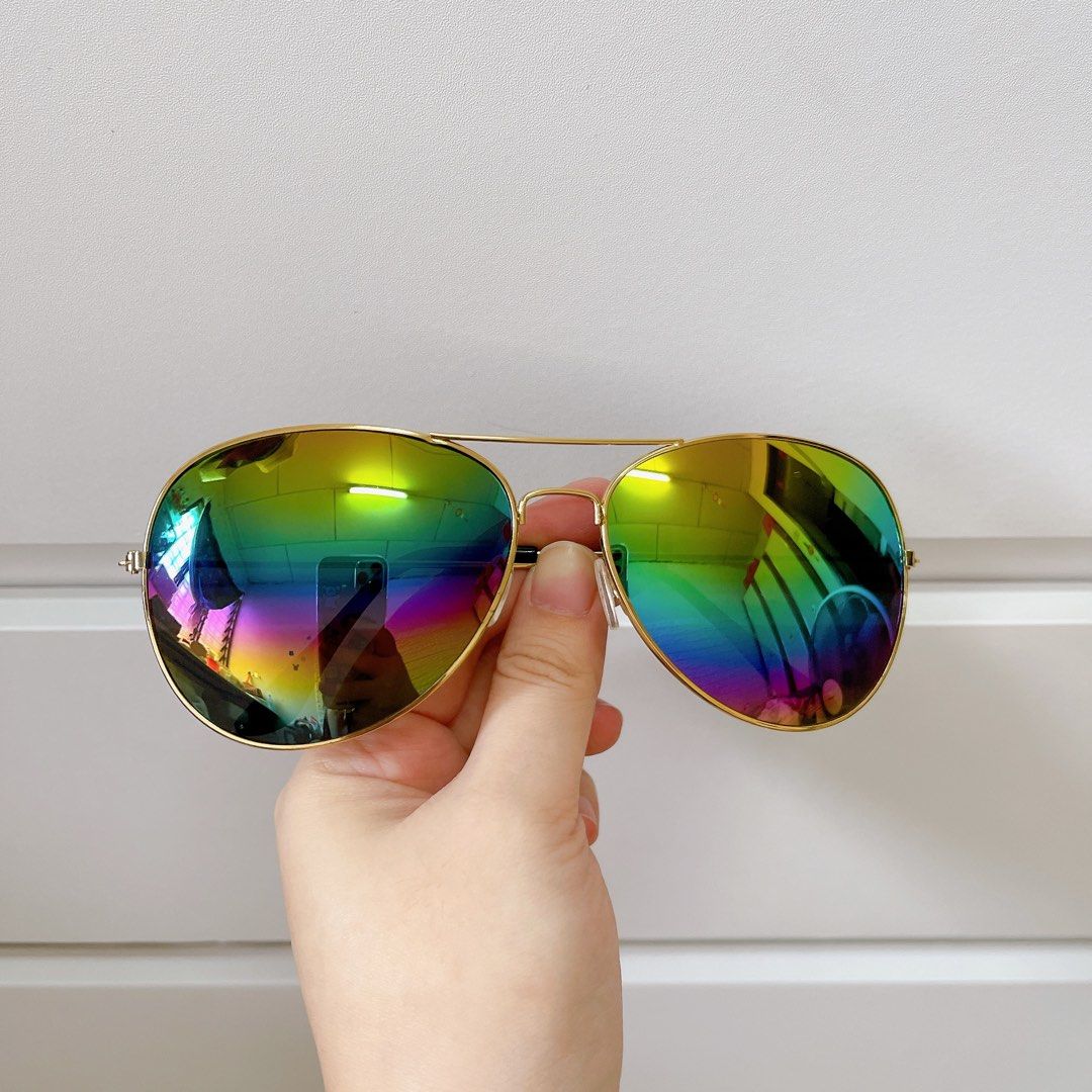 Vintage Aviator Teardrop Sunglasses // Rainbow Ocean Mirror Lens // Gold  Metal Frames // 80s 90s Glasses // Sport Racing True Vintage Retro - Etsy