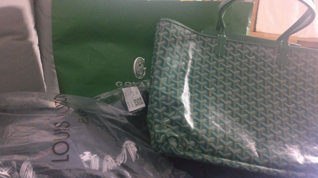 Green calfskin Goyard isabelle tote bag free Hermes Twilly scarf