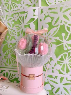 Handmade Crochet Flower Bouquet Box